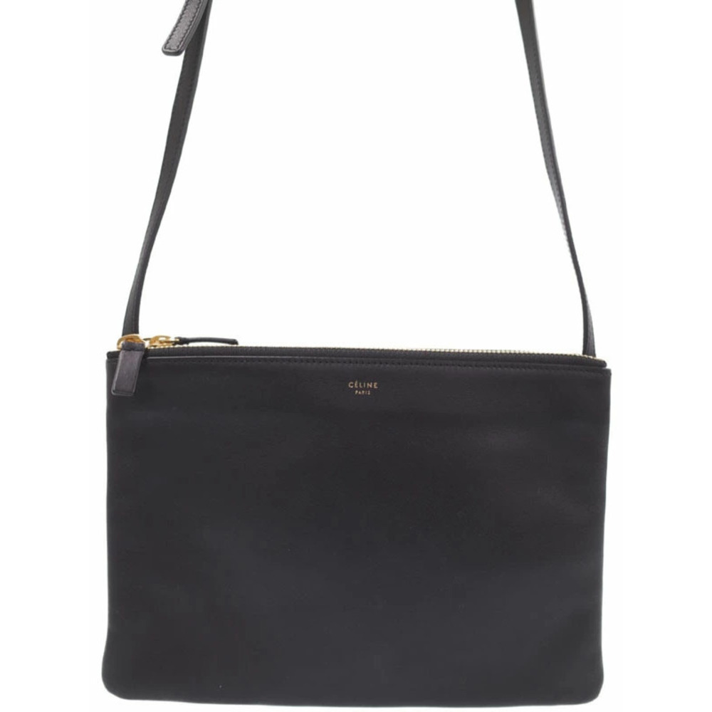 Celine Trio Leather Crossbody Bag Black